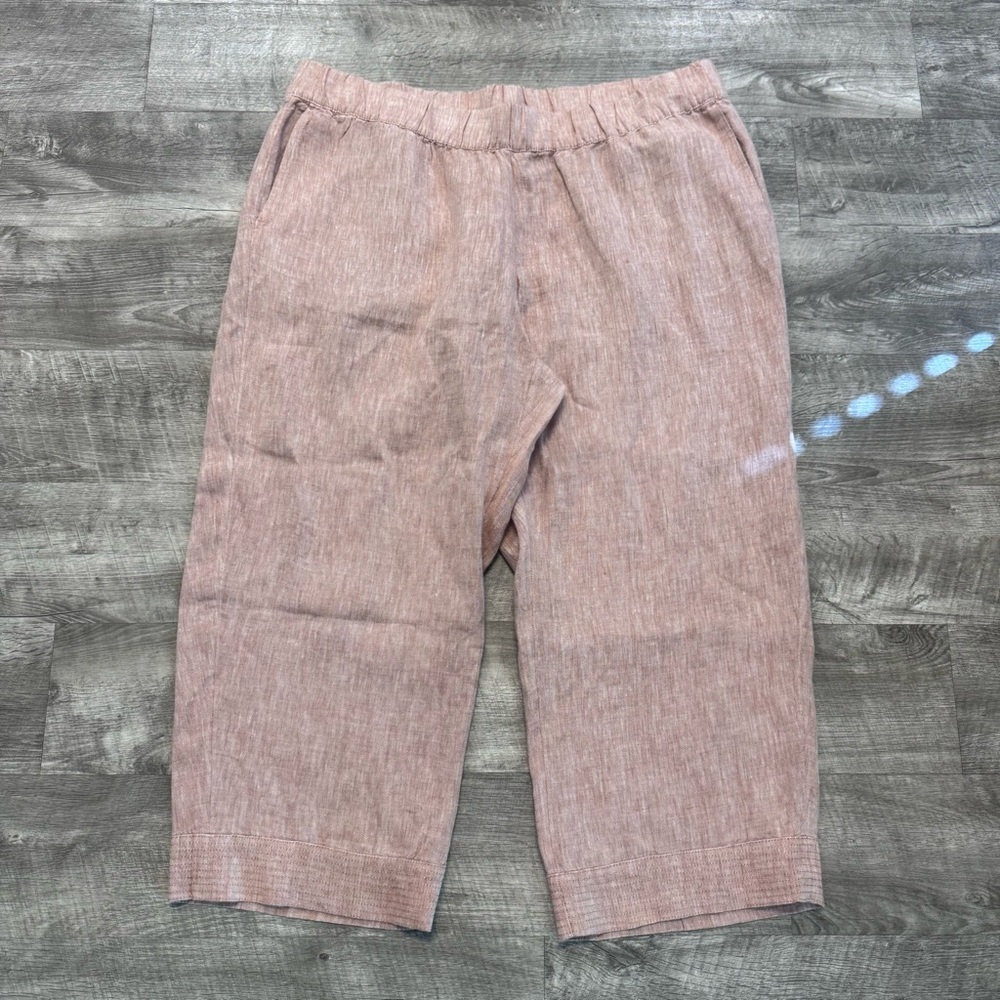 Pure Jill 100% LInen Traponto Cropped Pant Heathered Tan Womens Sz. 2X